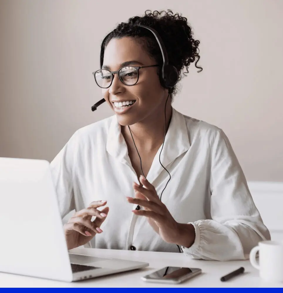 Woman on video call